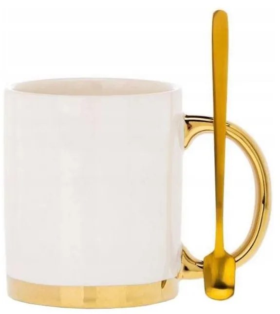 Mug con cucchiaio LANA cremoso/oro