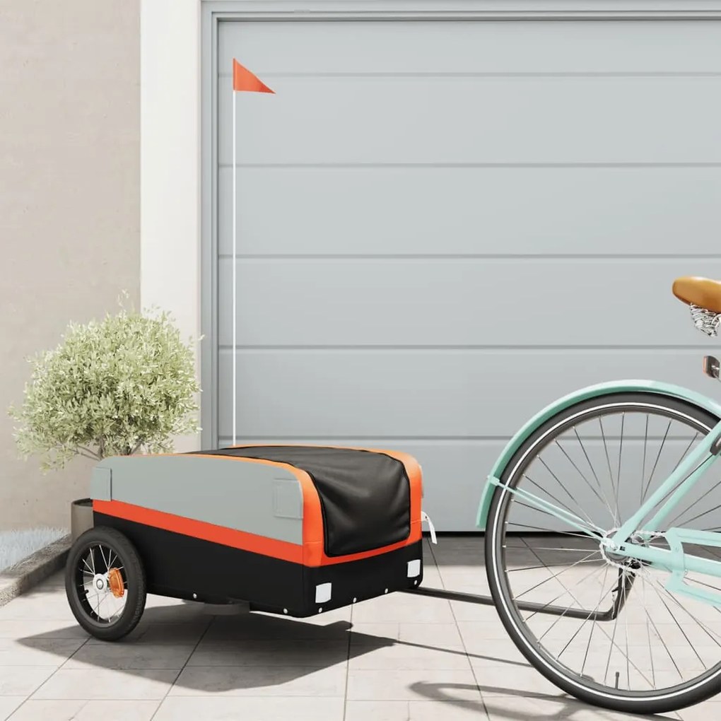 Rimorchio Da Bici Nero E Arancione 30 Kg İn Ferro /