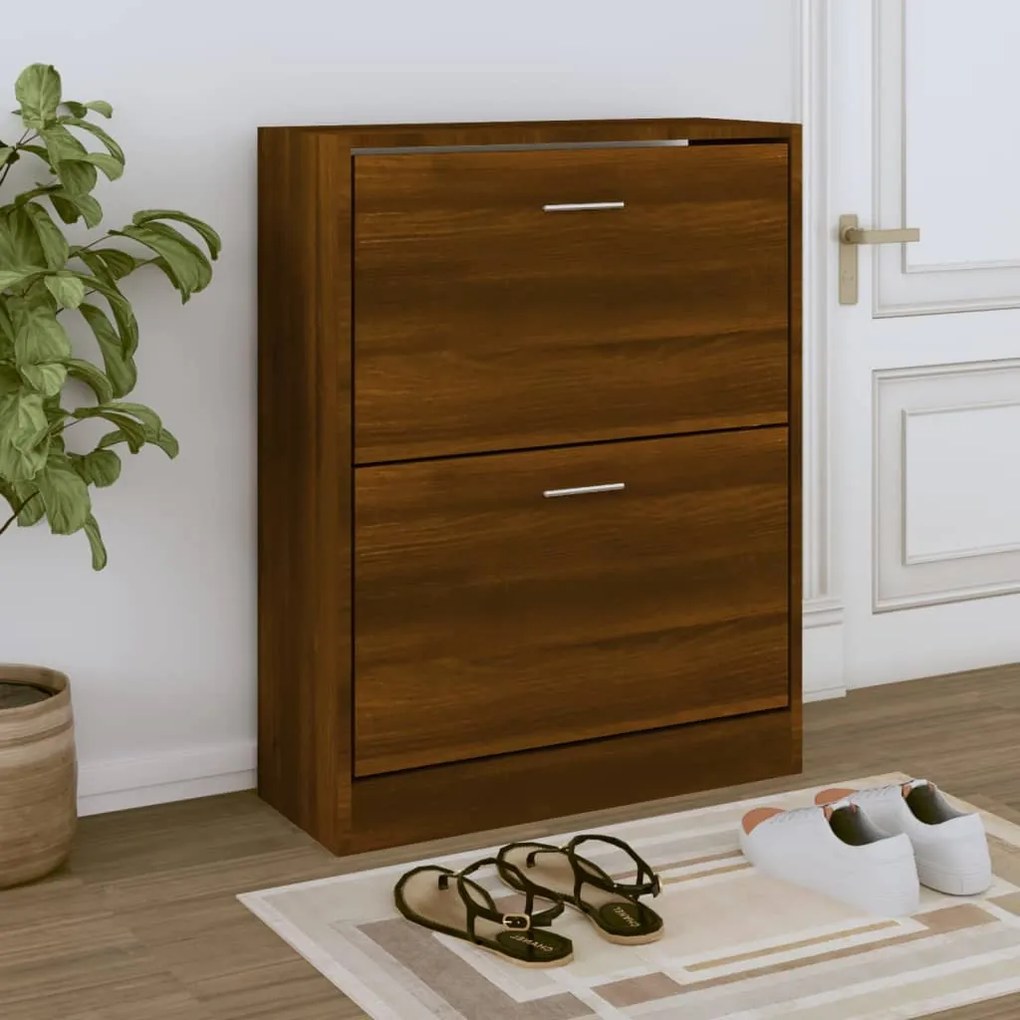 Scarpiera Rovere Marrone 63x24x81 Cm İn Legno Multistrato /