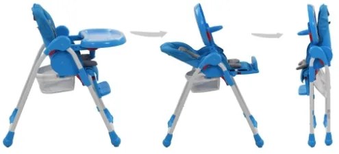 Seggiolone Pappa per Bambini Blu e Grigio