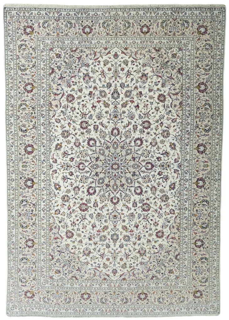 Kashan Tappeto 350 x 250 Beige (Iran) Annodato A Mano