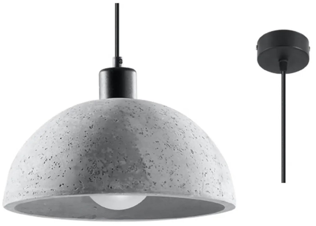 Lampada a Sospensione in Cemento PABLITO E27 Grigia
