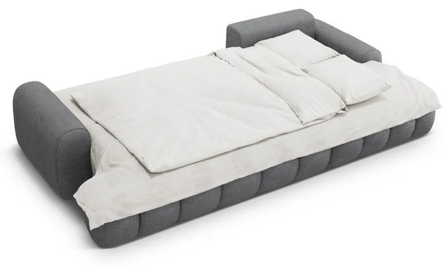 Divano angolare grigio allungabile/con contenitore (con penisola a destra/con chaise lounge) Linz – Cosmopolitan Design