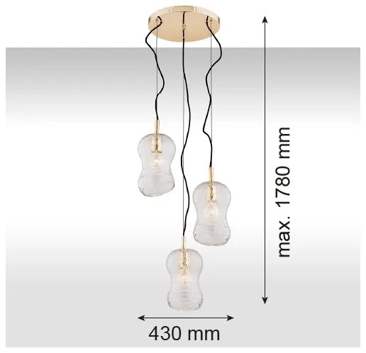 Argon 1464 - Lampadario a sospensione con filo CADIZ 3xE27/15W/230V