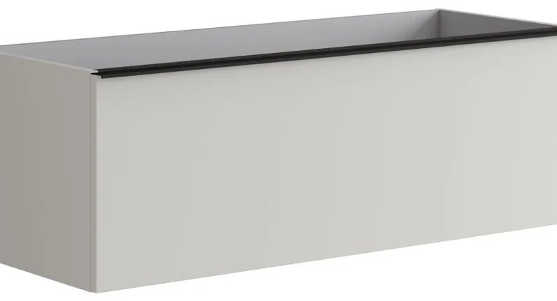 Mobile da bagno sotto lavabo Pixel plain frontale grigio pastello e maniglia alluminio nero laccato opaco L 120 x H 40 x P 45.5 cm 1 cassetto, lavabo non incluso