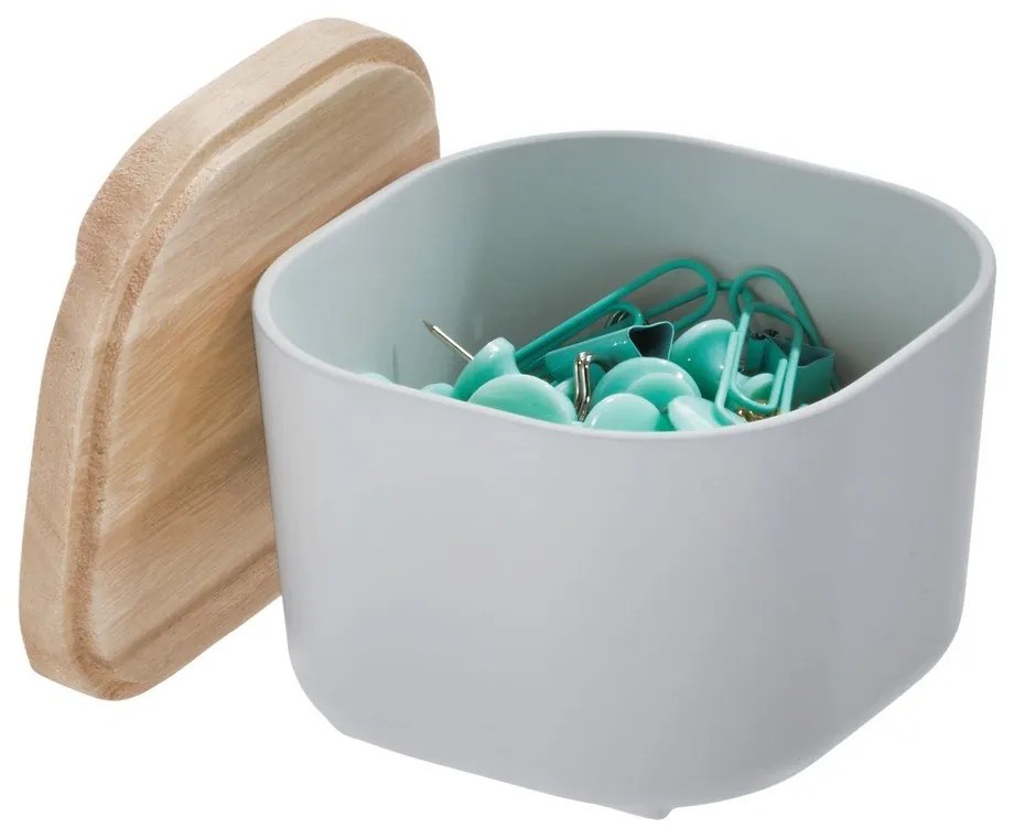 Scatola grigia con coperchio in legno di paulownia , 9 x 9 cm Eco - iDesign