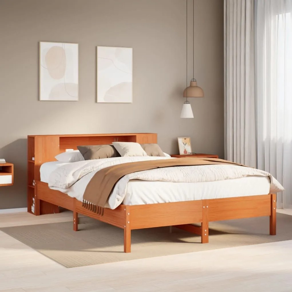 Letto libreria senza materasso marrone cera 150x200 cm in pino