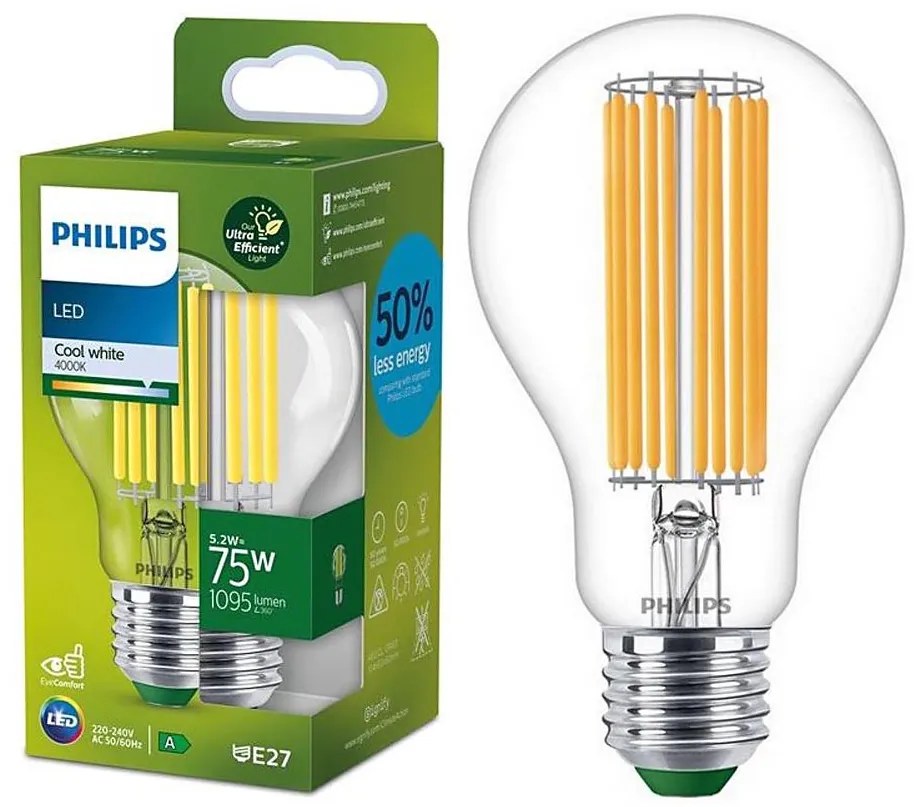 Lampadina LED FILAMENT Philips A70 E27/5,2W/230V 4000K