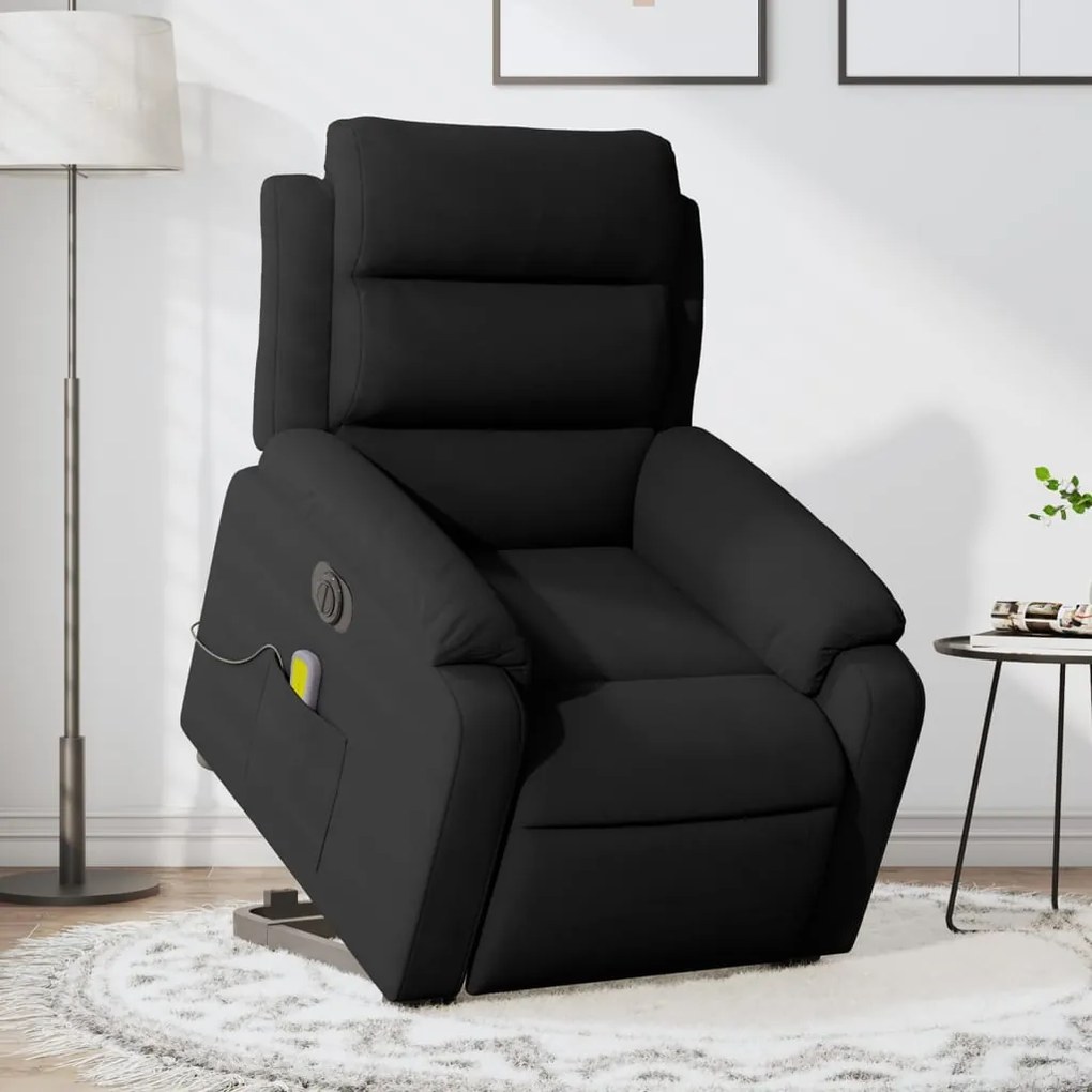 Poltrona Alzapersona Massaggi Elettrica Reclinante Nera Velluto /
