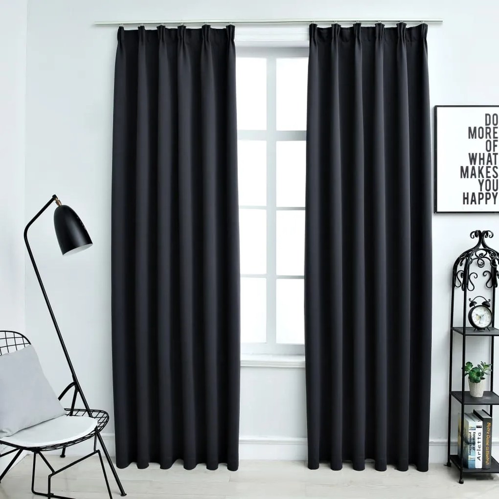 Tende Oscuranti Con Ganci 2 Pz Nere 140x245 Cm /
