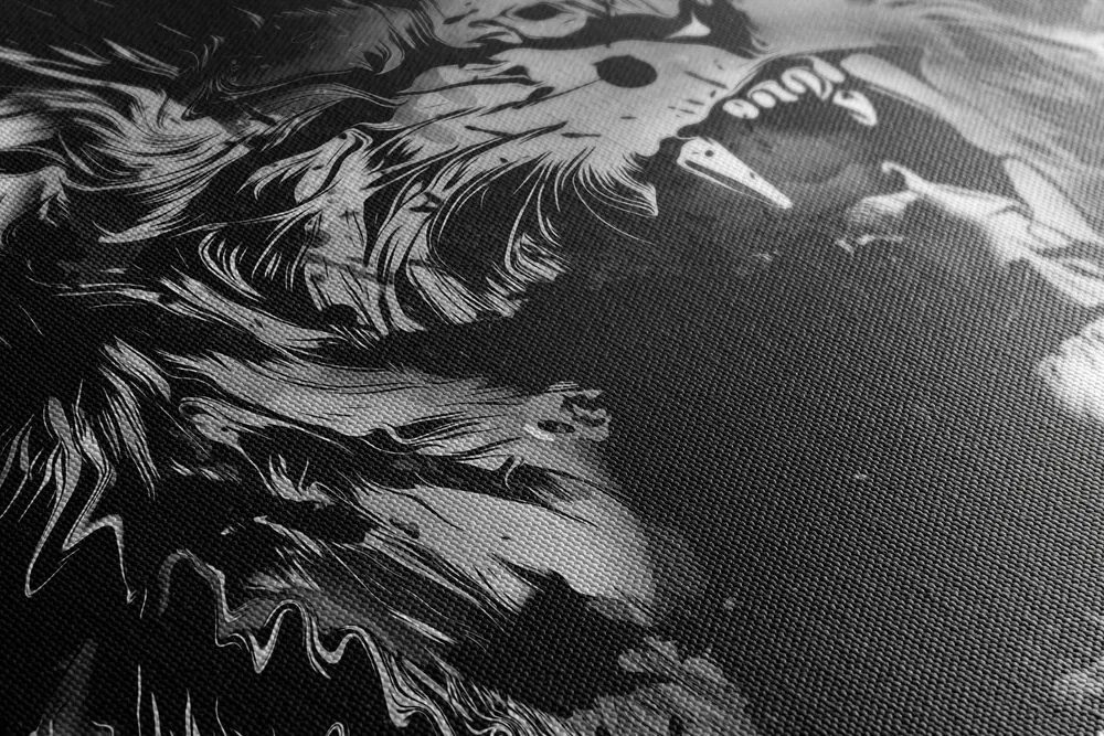 Quadro su tela – Testa di leone in bianco e nero
