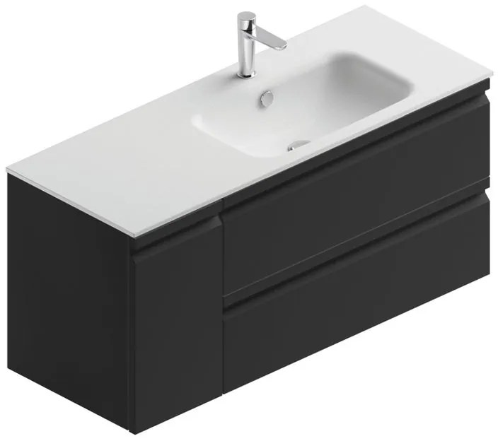 Mobile sottolavabo e lavabo Pull grigio grafite opaco in mdf L 120 x H 56 x P 46 cm, 1 anta 2 cassetti