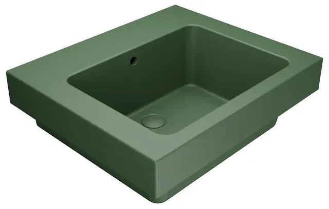 Lavabo da incasso con bordo a vista rettangolare vasca centrale Alaqua L 60 x H 25 x P 21 cm in ceramica verde bamboo