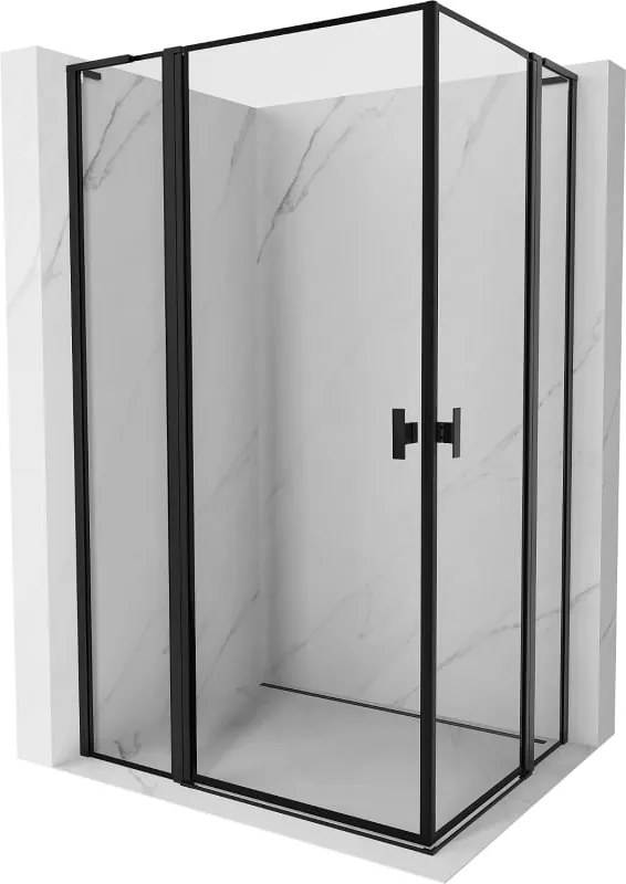 Mexen Mist L Duo cabina doccia con porta a battente 110 x 90 cm, cornice nera, nero - 8A4L-110L-090P-70-70