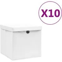 Contenitori con Coperchi 10 pz 28x28x28 cm Bianco 325210