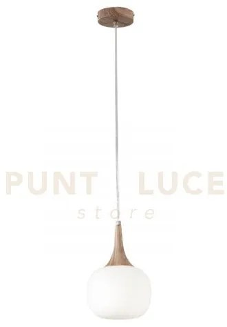 Lampadario a sospensione jaipur bianca finto legno e vetro 1 luce a...