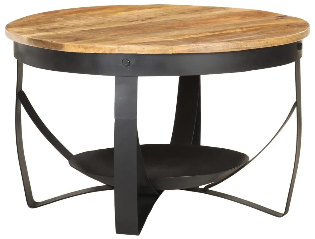 Tavolino Da Salotto Ø68x43cm İn Legno Di Mango Grezzo /