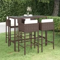 Set da Bar da Giardino 5 pz con Cuscini in Polyrattan Marrone cod mxl 37765