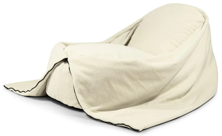 Pouf a sacco per bambini color crema con rivestimento in bouclé Cocoon 120 – SLOWDOWN