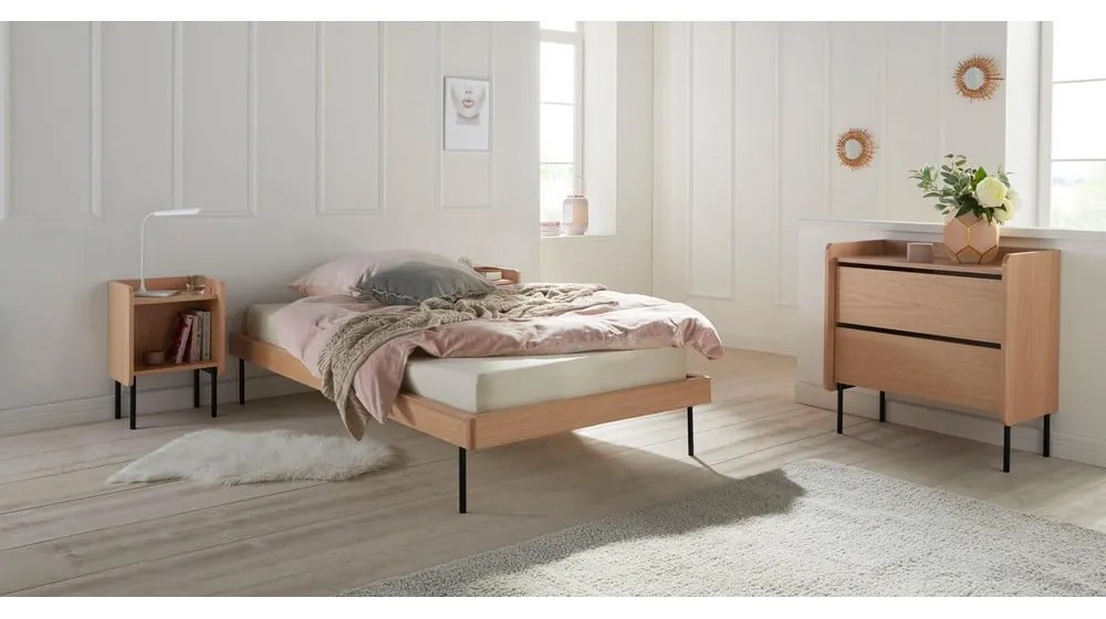 Cassettiera alta colore naturale in rovere 80x82 cm Wrap - Bonami Selection