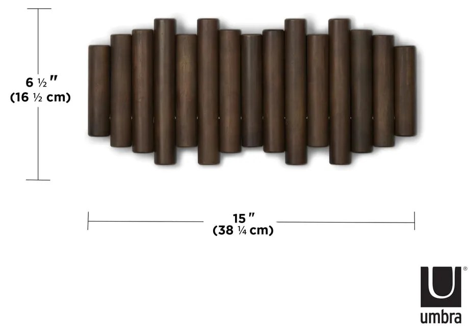 Attaccapanni da parete in marrone scuro in pino massiccio Picket – Umbra