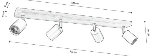 Spot-Light DO2911456 - Plafoniera MANARA 4xGU10/5W/230V pino