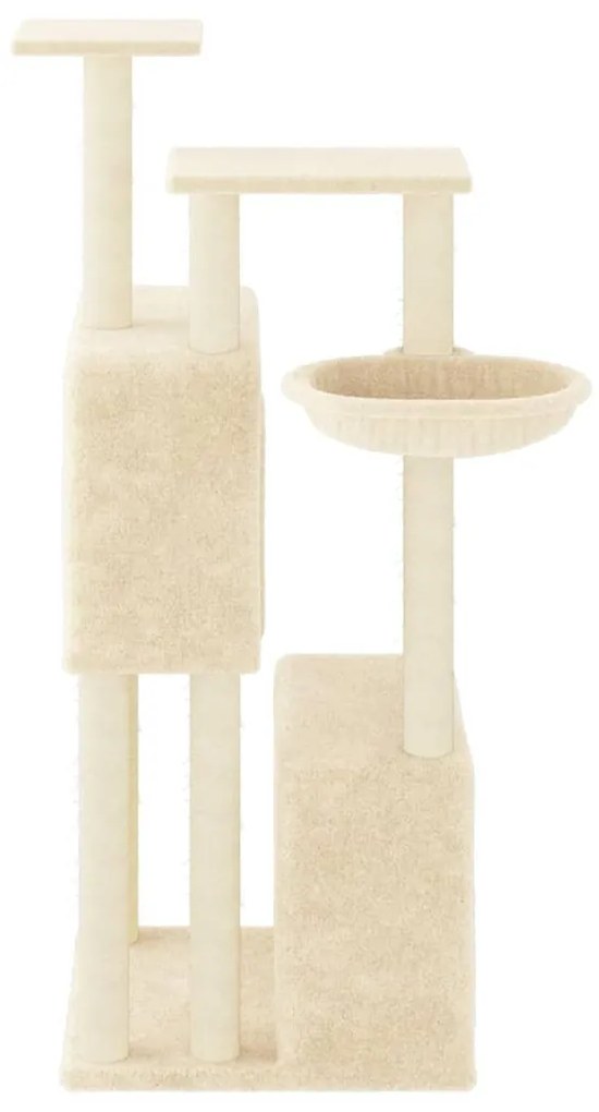 Albero per gatti con tiragraffi in sisal crema 122 cm