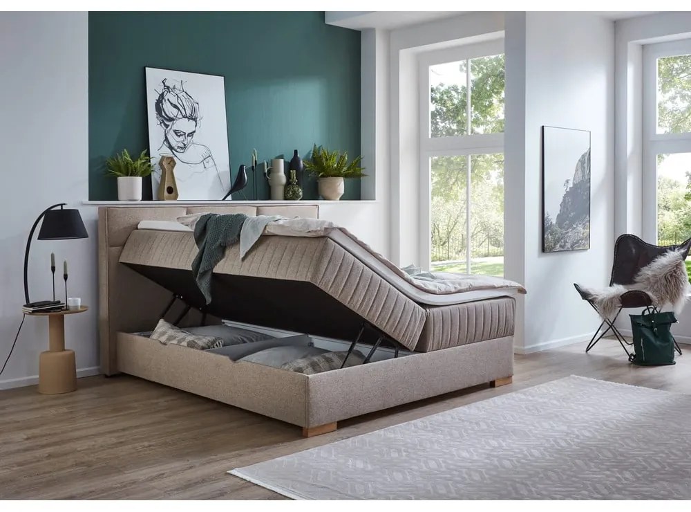 Letto boxspring beige con contenitore 180x200 cm Tambo - Meise Möbel