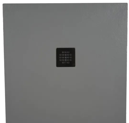 Piatto doccia in mineralmarmo 80x120 cm grigio chiaro effetto pietra con griglia e piletta sifonata