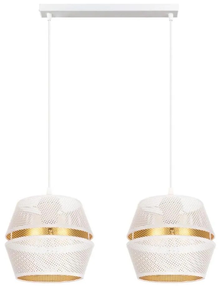 Lampadario a cavo PARIS 2xE27/60W/230V bianco/oro