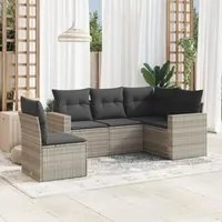 Set Divano da Giardino 5pz con Cuscini Grigio Chiaro Polyrattan 3218962