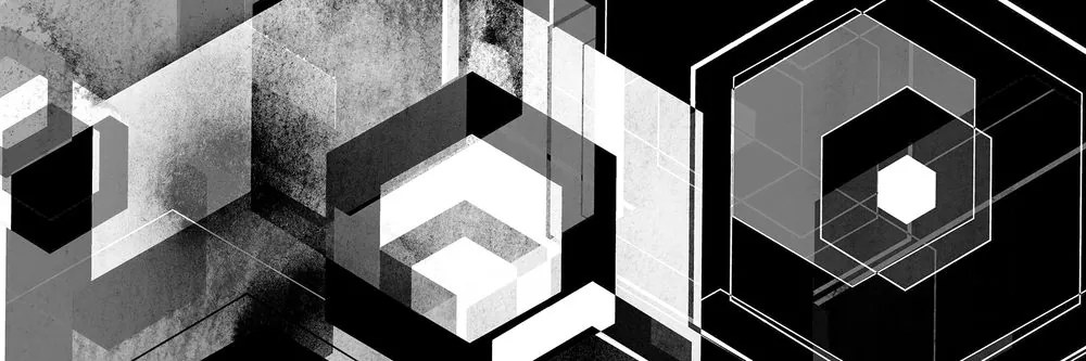 Stampa su tela – Geometria futuristica in bianco e nero