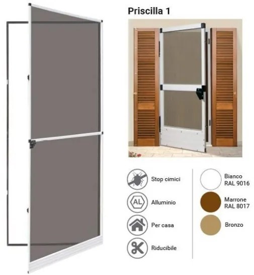 Zanzariera Per Porta A Battente 1 Anta 100x240 Telaio Alluminio Marrone Sangiorgio