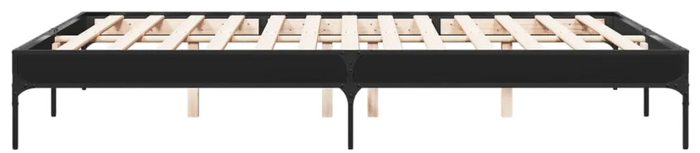 Giroletto nero 160x200 cm in legno multistrato e metallo