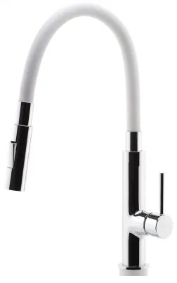 FERRO - Rubinetto per lavello con braccio flessible cromo lucido/bianco