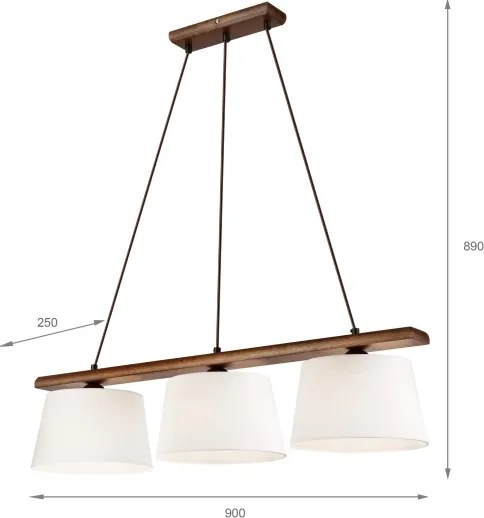 Sospensione a cavo AIDA 3xE27/60W/230V Ø 25 cm rovere/noce