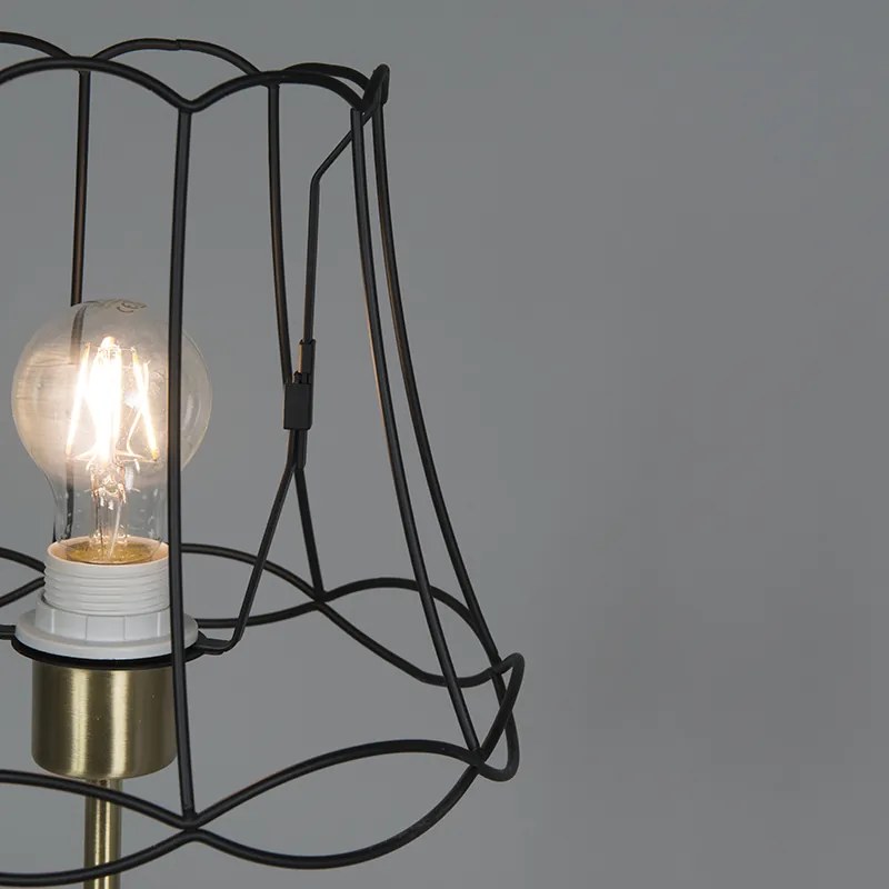 Lampada da tavolo retrò in ottone con cornice Granny nera 25 cm - Kaso