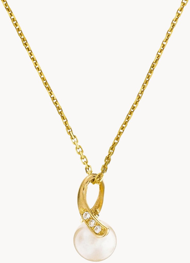 Collana in argento con ciondolo in oro giallo e perla Phenix