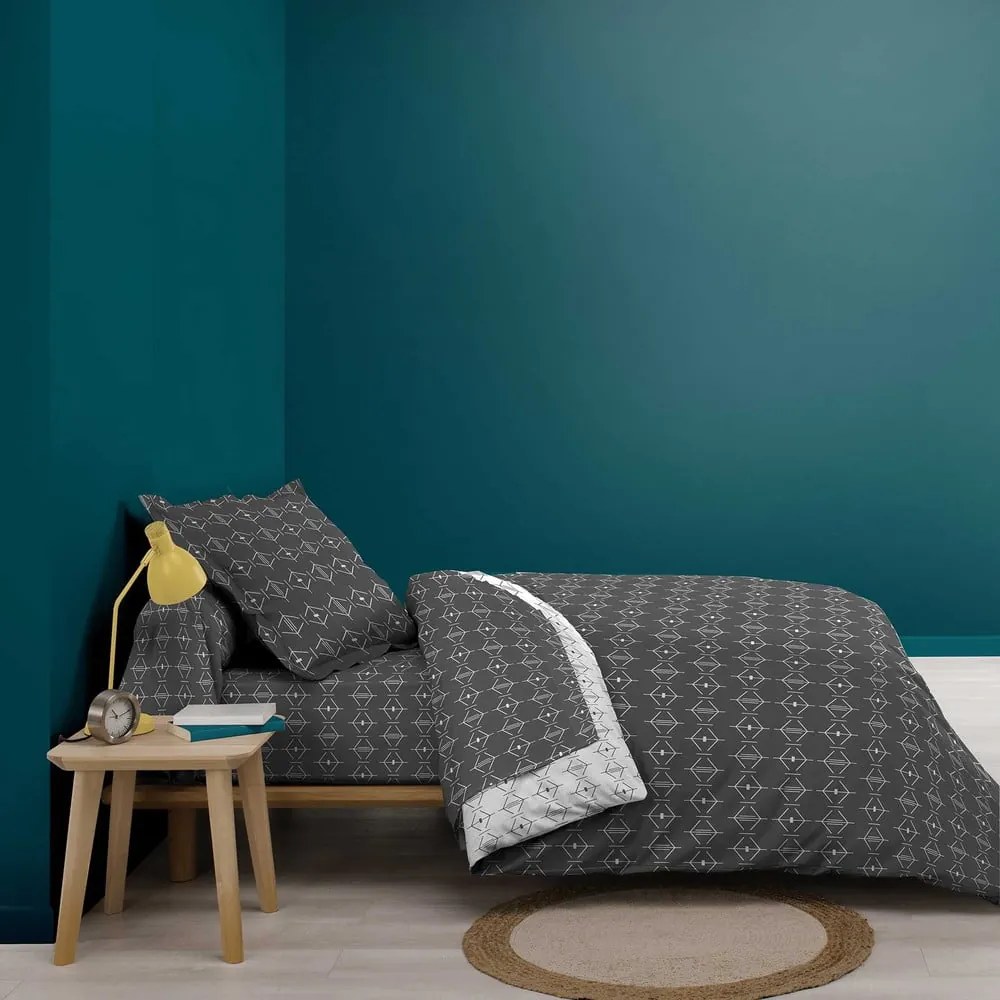 Lenzuolo con angoli grigio scuro in cotone 90x190 cm Aristide – douceur d'intérieur