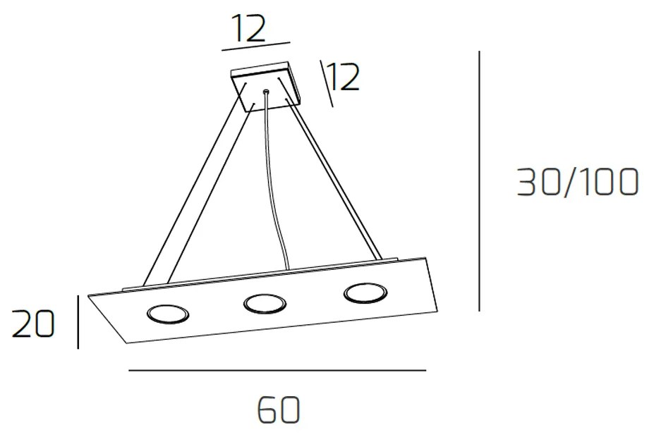 Sospensione Moderna Rettangolare Path Vetro Marrone 3 Luci Gx53