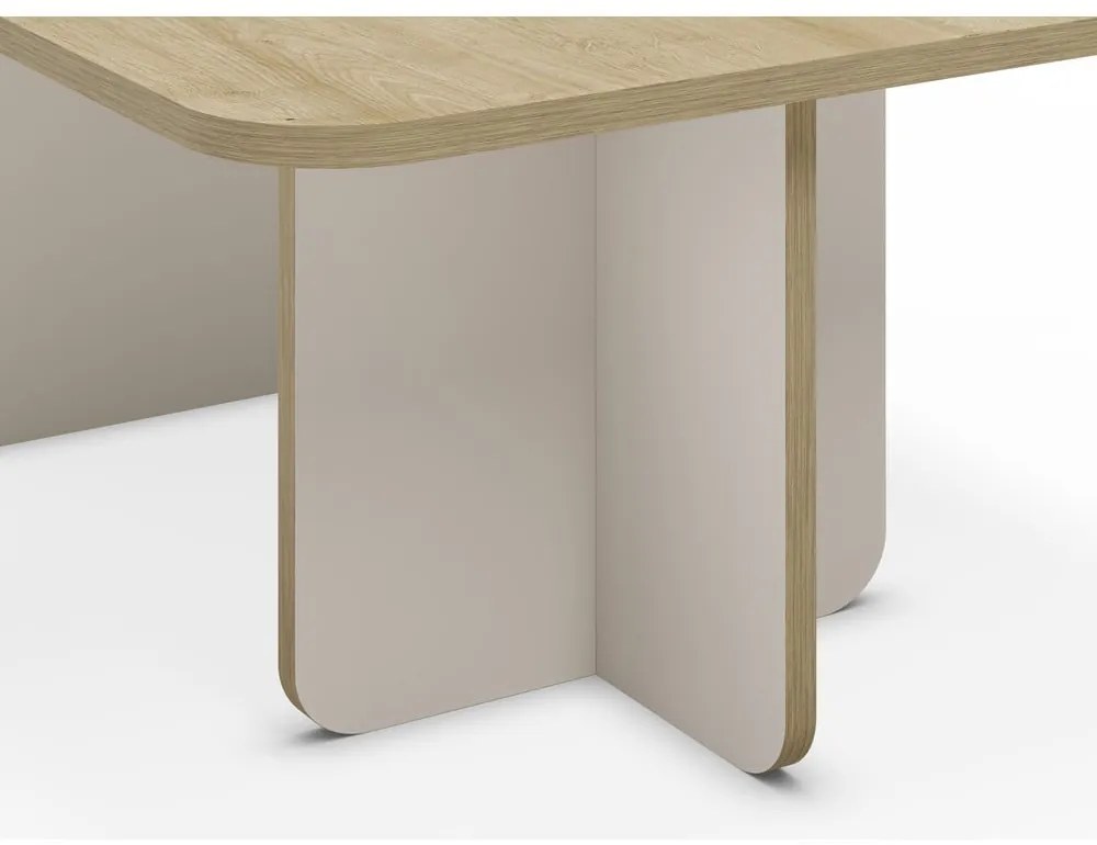 Tavolino da salotto color crema/di colore naturale con piano effetto rovere 56x100 cm Hillary – Marckeric