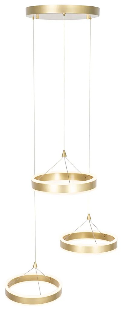 Lampada a sospensione rotonda in ottone con LED a 3 step dimmerabile 3 luci - Lyani