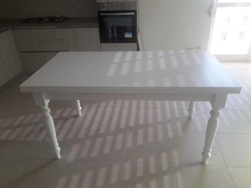 Tavolo da pranzo classico bianco opaco 140x80 cm