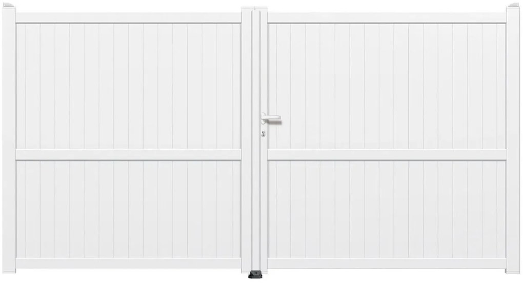 Cancello manuale a braccio articolato e a martinetto GARDENGATE Matisse battente  in alluminio, apertura a destra, L 350 x H 179.6 cm, di colore bianco