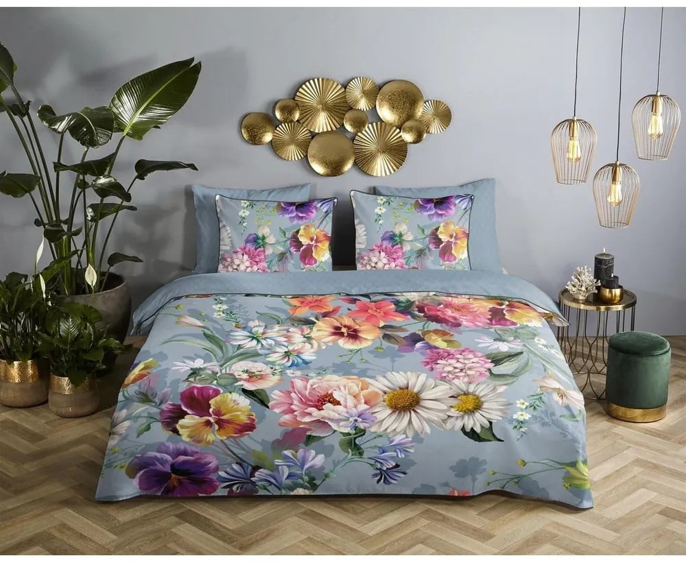 Biancheria da letto matrimoniale in cotone organico grigio Girasole, 200 x 220 cm Organic - Descanso