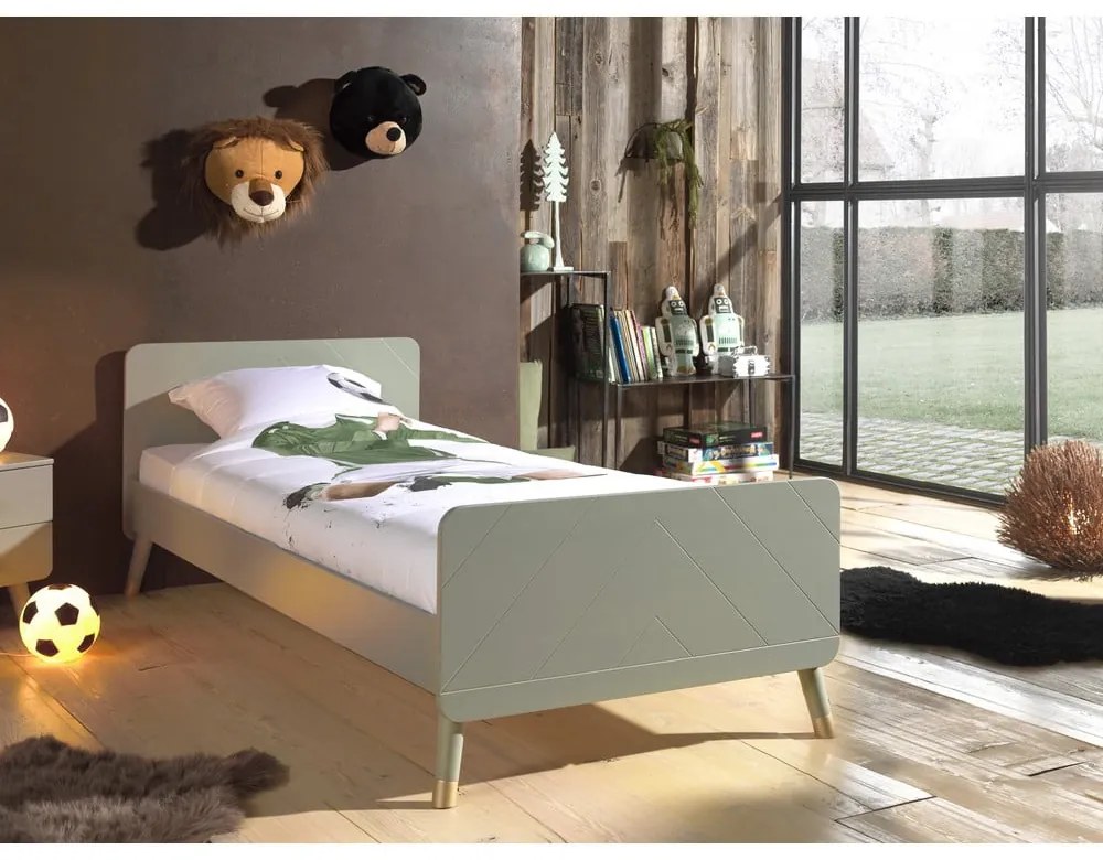 Letto per bambini verde oliva in legno di pino , 90 x 200 cm Billy - Vipack