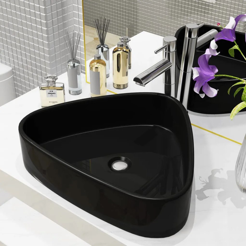 Lavabo Triangolo İn Ceramica Nero 50,5x41x12 Cm /