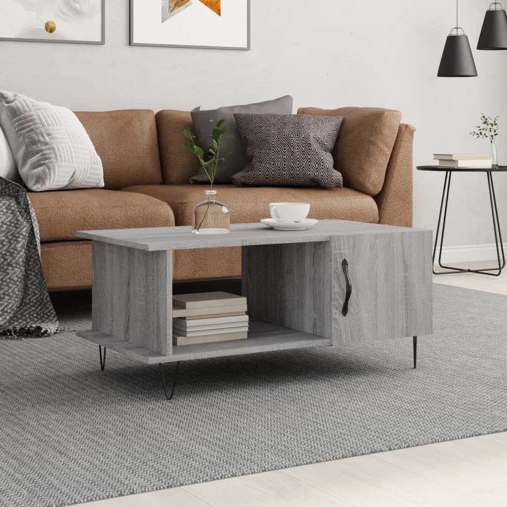 Tavolino Da Salotto Grigio Sonoma 90x50x40 Cm Legno Multistrato /