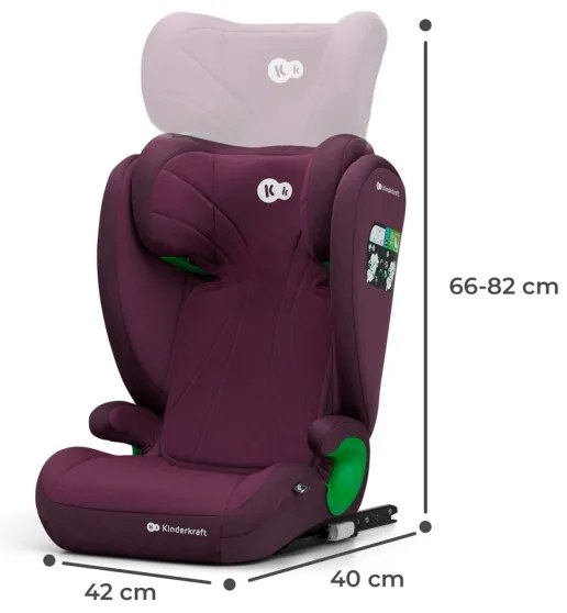 KINDERKRAFT - Seggiolino auto JUNIOR FIX 2 (100-150 cm) Cherry pearl