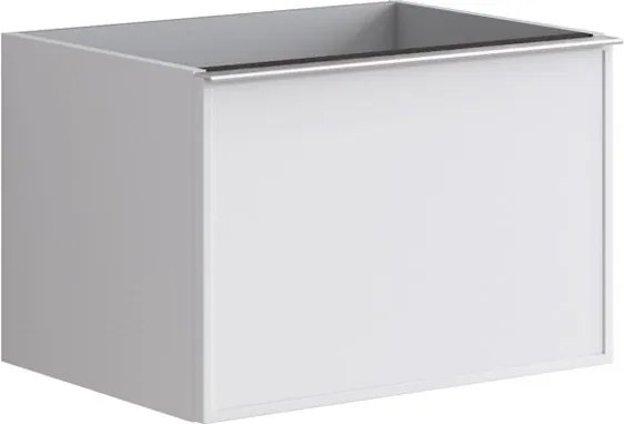 Cassettiera Pixel con 2 cassetti  frontale frame laccato opaco bianco e maniglia alluminio brillante L40 X H40 X P45,5 cm
